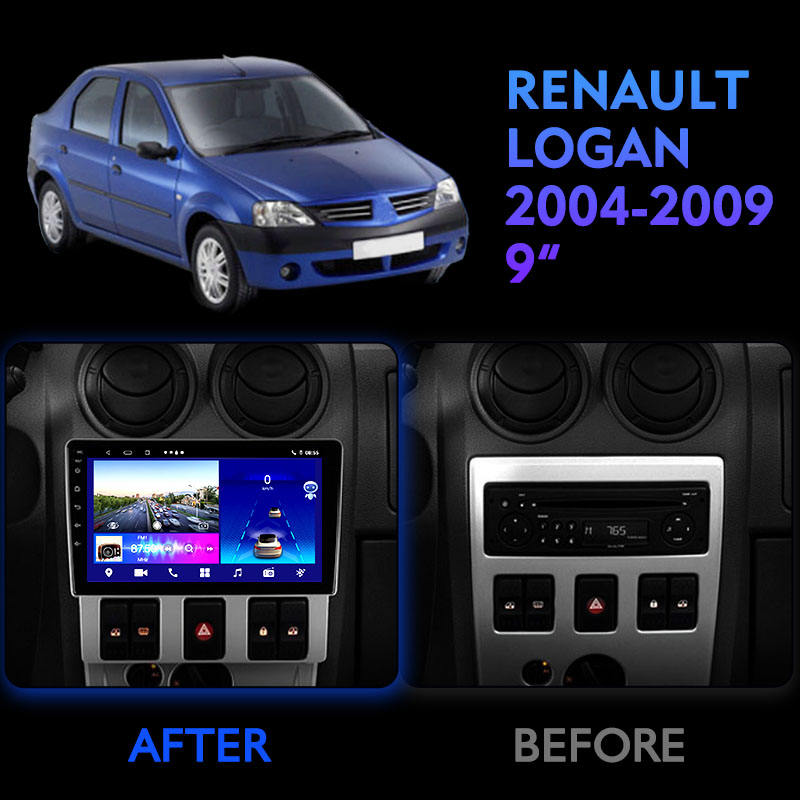 9 Inch Android 10.0 Multimedia System for RENAULT LOGAN 2004 2009 Double Din DSP Car Dvd Player GPS Naxigation DSP Car Audio
