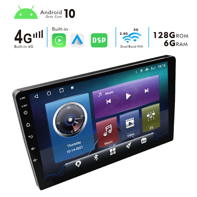 Universal 10''Car Radio Player Gps Navigation Wifi Bt Fm Eq Audio Android Multimedia Autoradio