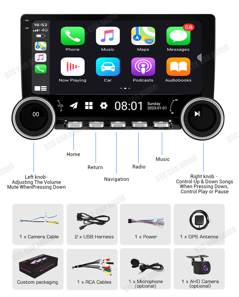 Universal Dual Knob Android Car Radio