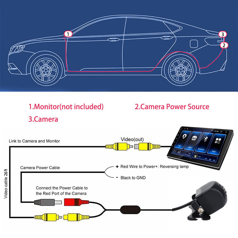 12LED rear view reversing image 12 lights ultra high-definition waterproof night vision car rear view camera