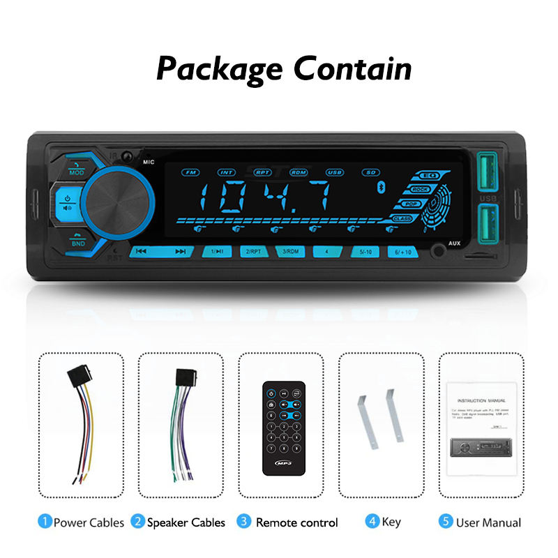 STC Car Receiver Mp3 1 Din LCD Screen Car Stereo with DSP 12V Rc Voice Control Car Radio